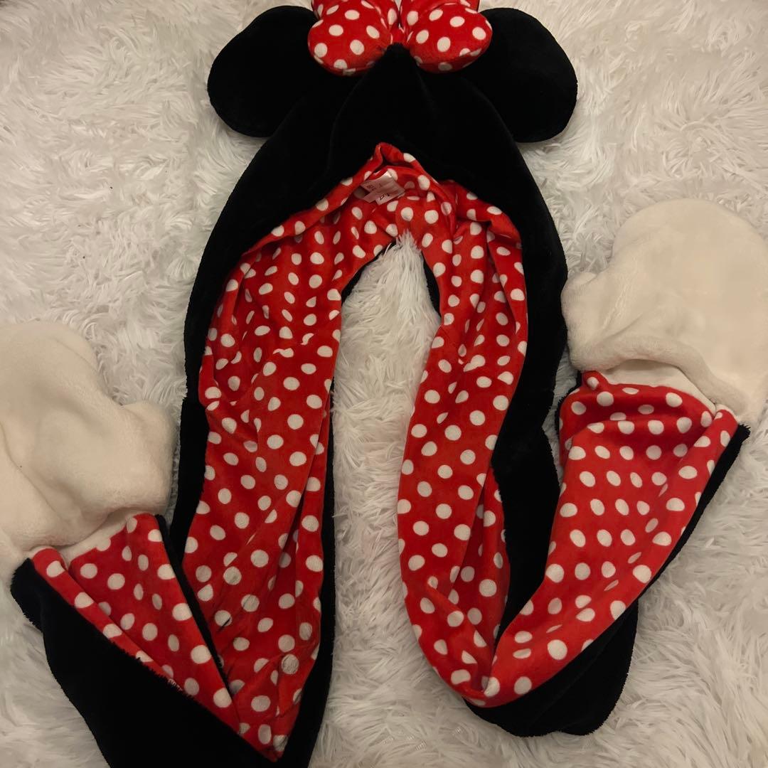 ミニーマウス風フード付きスカーフ