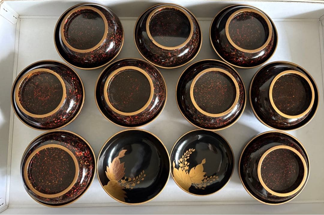 輪島塗漆器　椀　内桐巻繪　菓子椀　 拾人前入　蒔絵　10客　訳あり