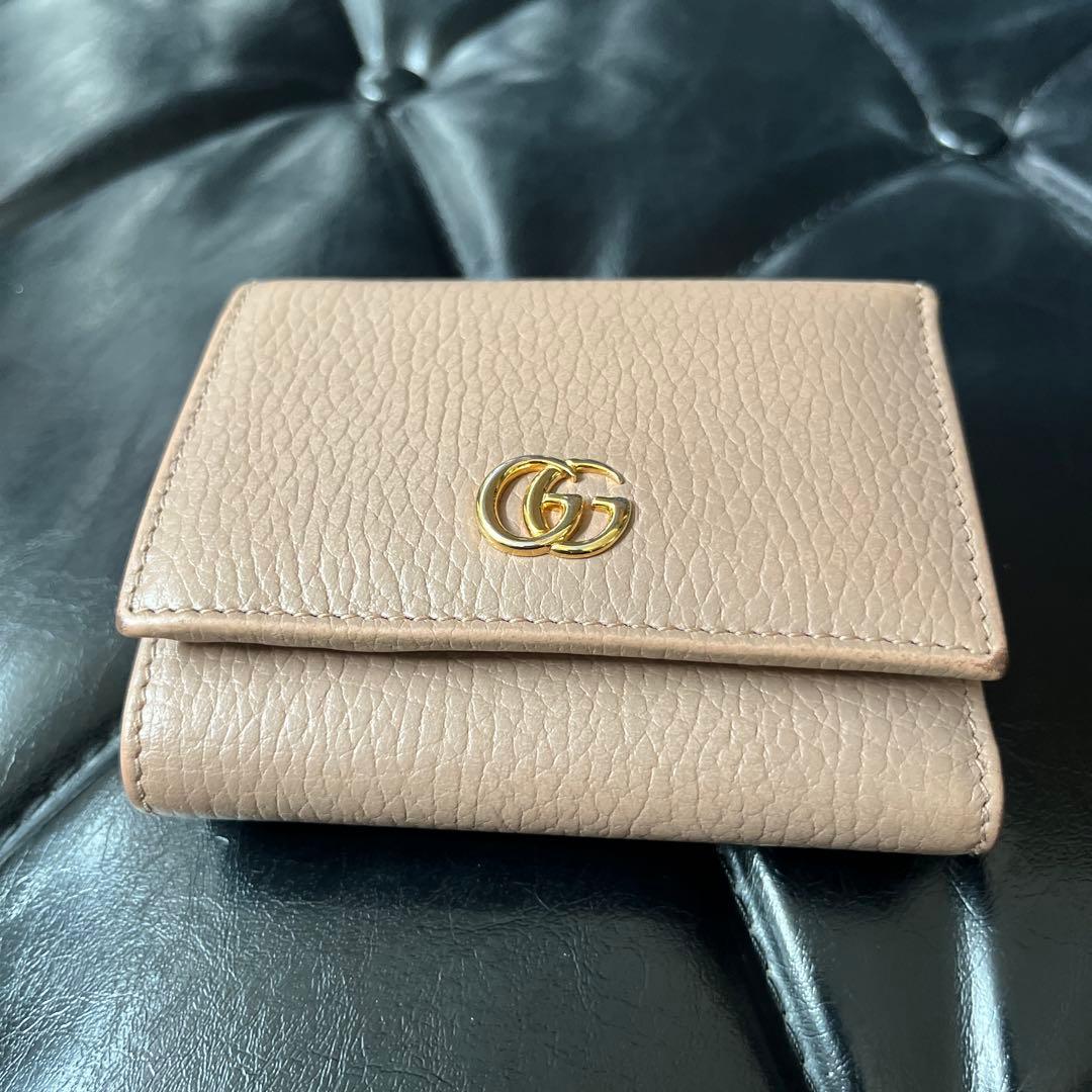 GUCCI ベージュ 三つ折り財布　ダブルg