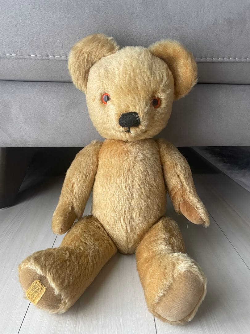 英国製MERRYTHOUGHTメリーソートヴィンテージ テディベアぬいぐるみ赤目