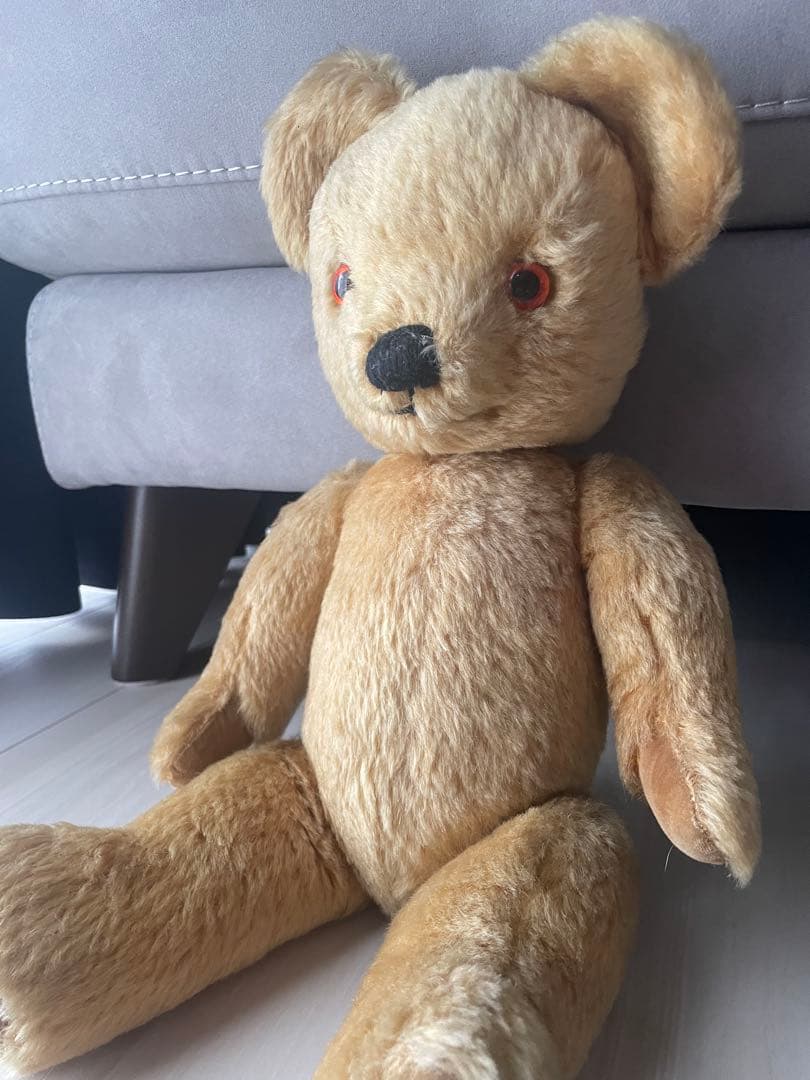 英国製MERRYTHOUGHTメリーソートヴィンテージ テディベアぬいぐるみ赤目