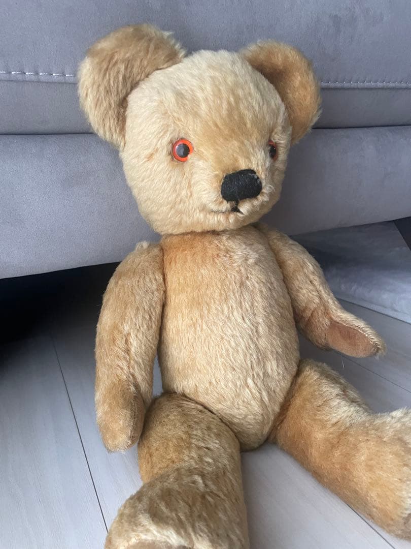 英国製MERRYTHOUGHTメリーソートヴィンテージ テディベアぬいぐるみ赤目
