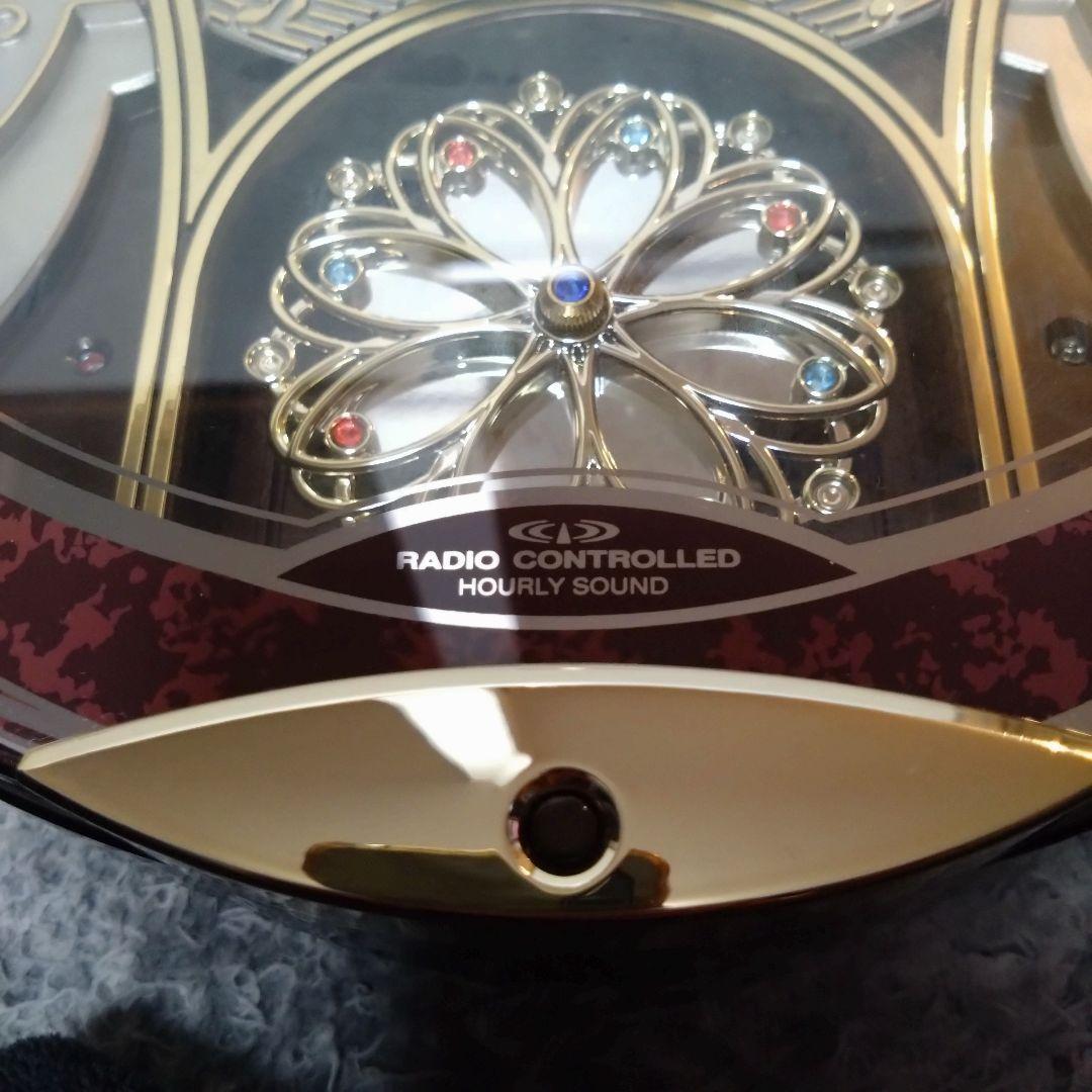 リズム 掛け時計 からくり スモールワールド メロディ 茶 (木目)