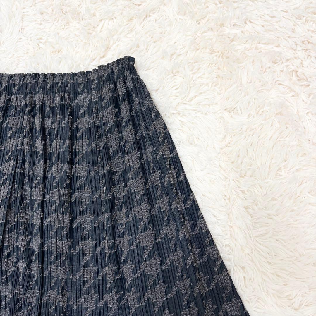 美品 プリーツプリーズ 千鳥格子 プリーツスカート グレー サイズ3