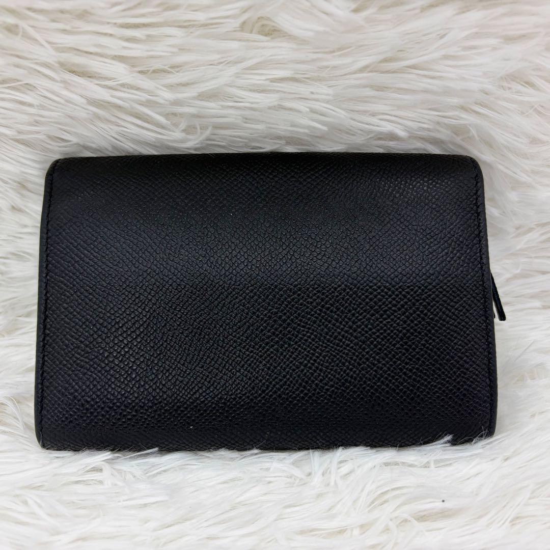 美品✨️ロエベ 二つ折り財布 アナグラム レザー ネイビー　バイカラー