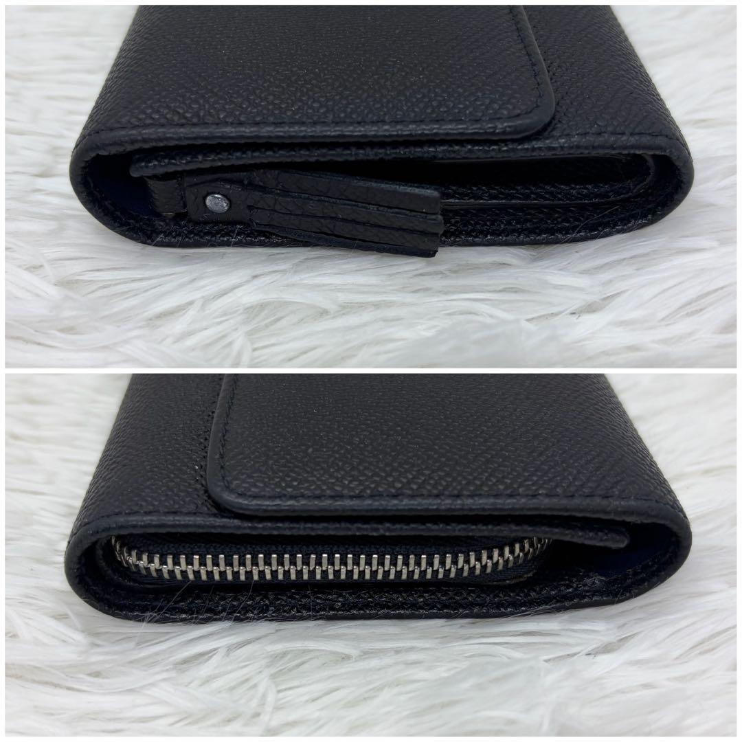 美品✨️ロエベ 二つ折り財布 アナグラム レザー ネイビー　バイカラー