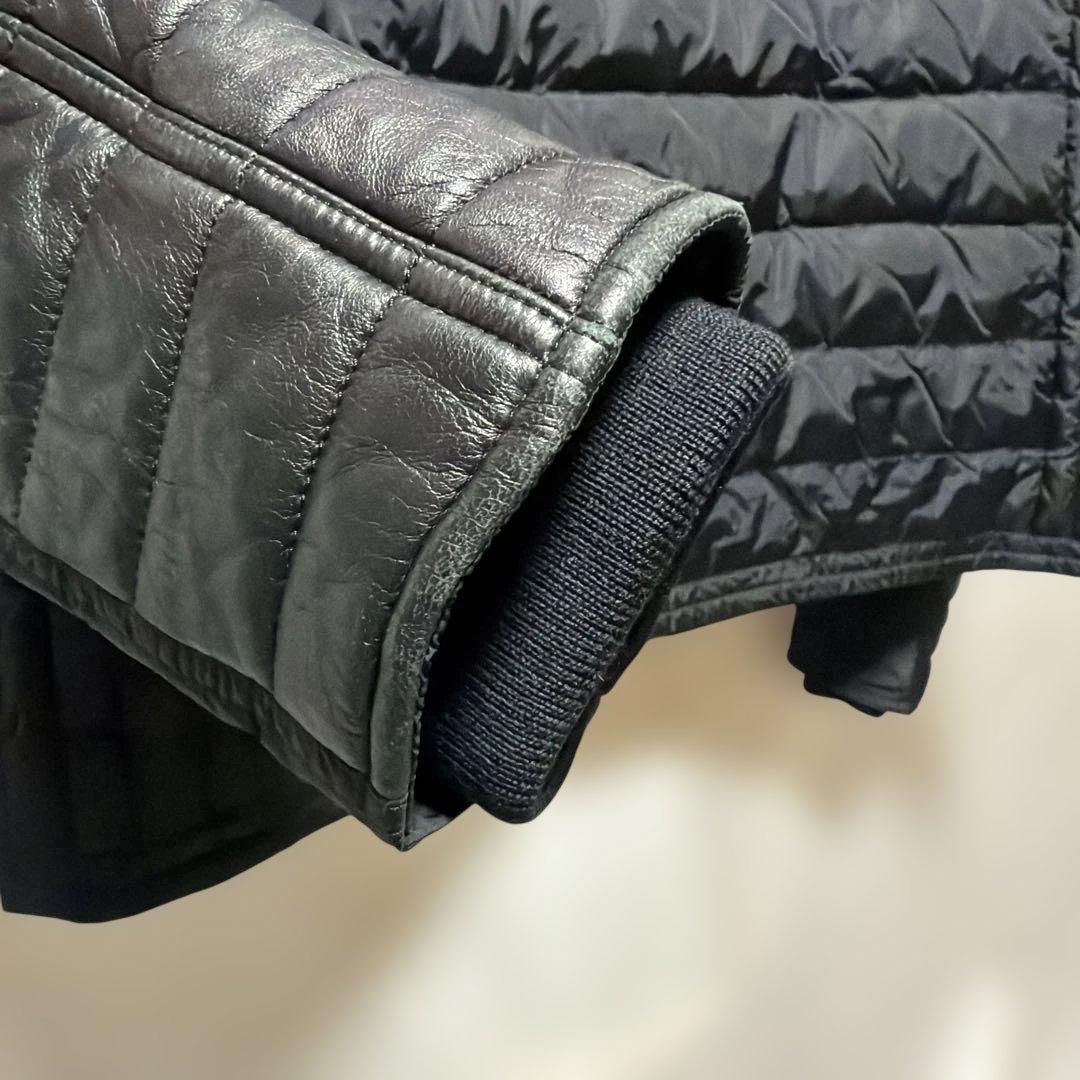 ロ*口様 モンクレール レザー×ナイロン ダウン ライダース ジャケット BAH