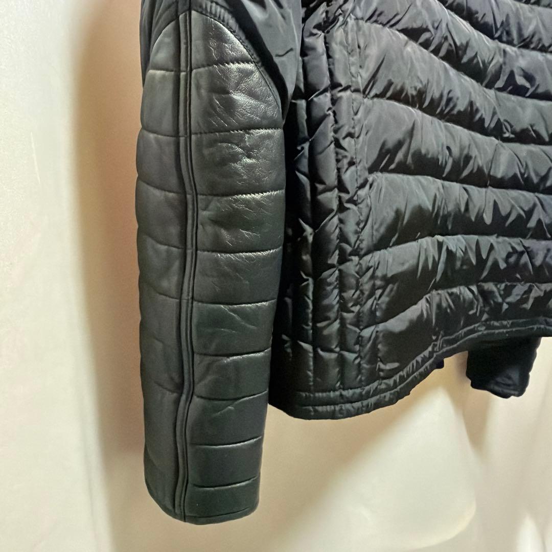 ロ*口様 モンクレール レザー×ナイロン ダウン ライダース ジャケット BAH