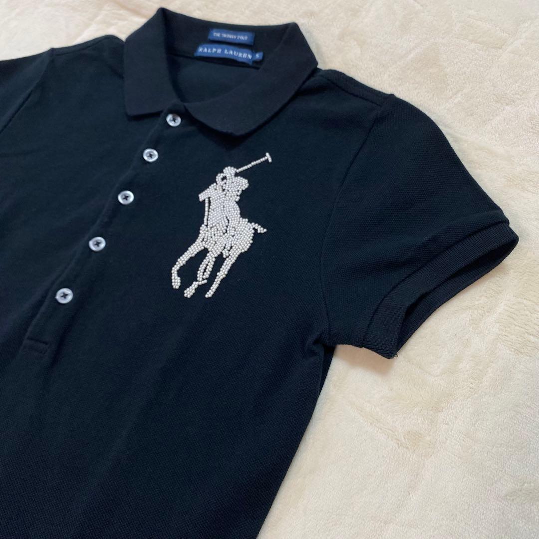 新品 ラルフローレン ポロシャツ ビッグポニー ビーズ刺繍 S ブラック