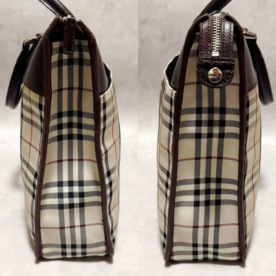 バーバリー　ビジネスバック　ノバチェック　ブラウン　ロゴプレート　A4◎