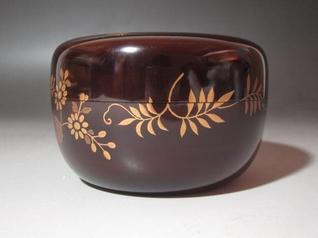 ★　宗陽　春桜草花蒔絵　平棗　裏千家　十五代　鵬雲斎の花押がございます★x417