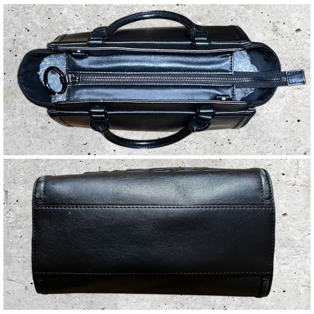 良品　ディーゼル　ハンドバッグ　レザー　エンボス　BADIA 腕掛け　黒