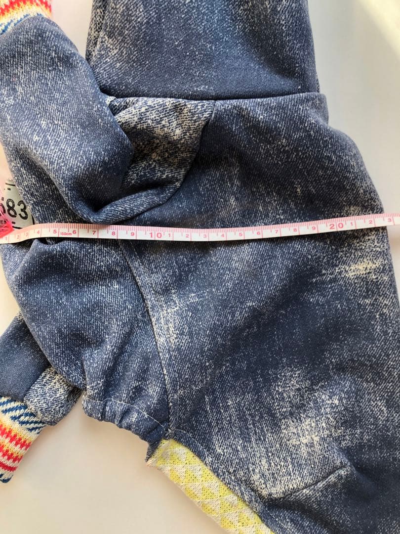 ウォッシュデニムパーカー　イタグレ服　ハンドメイド