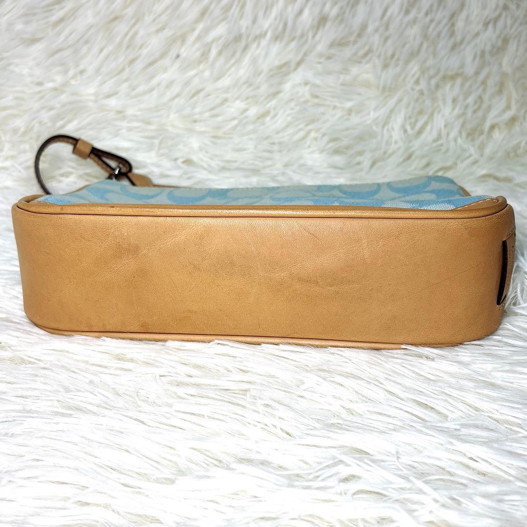 美品✨希少カラー COACH アクセサリーポーチ シグニチャー 水色 y2k