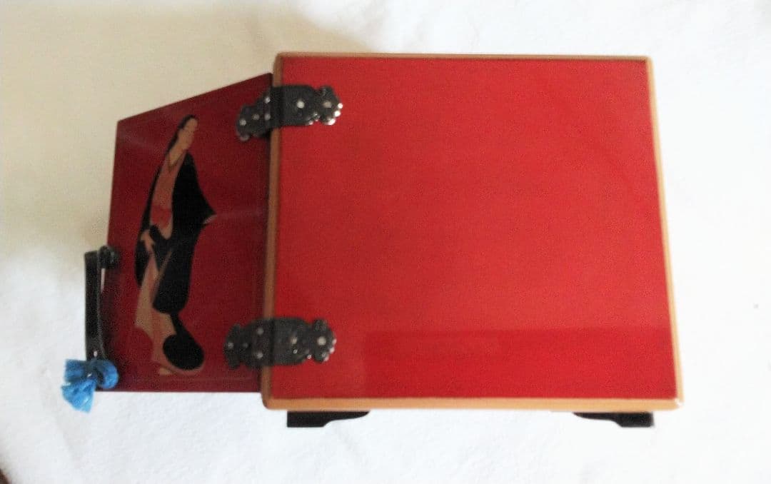 本漆塗り、浮世絵美人画小物入れ【昭和天皇へ作品献上者の作品】