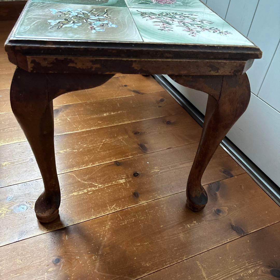 アンティーク　タイルトップ　ミニテーブル