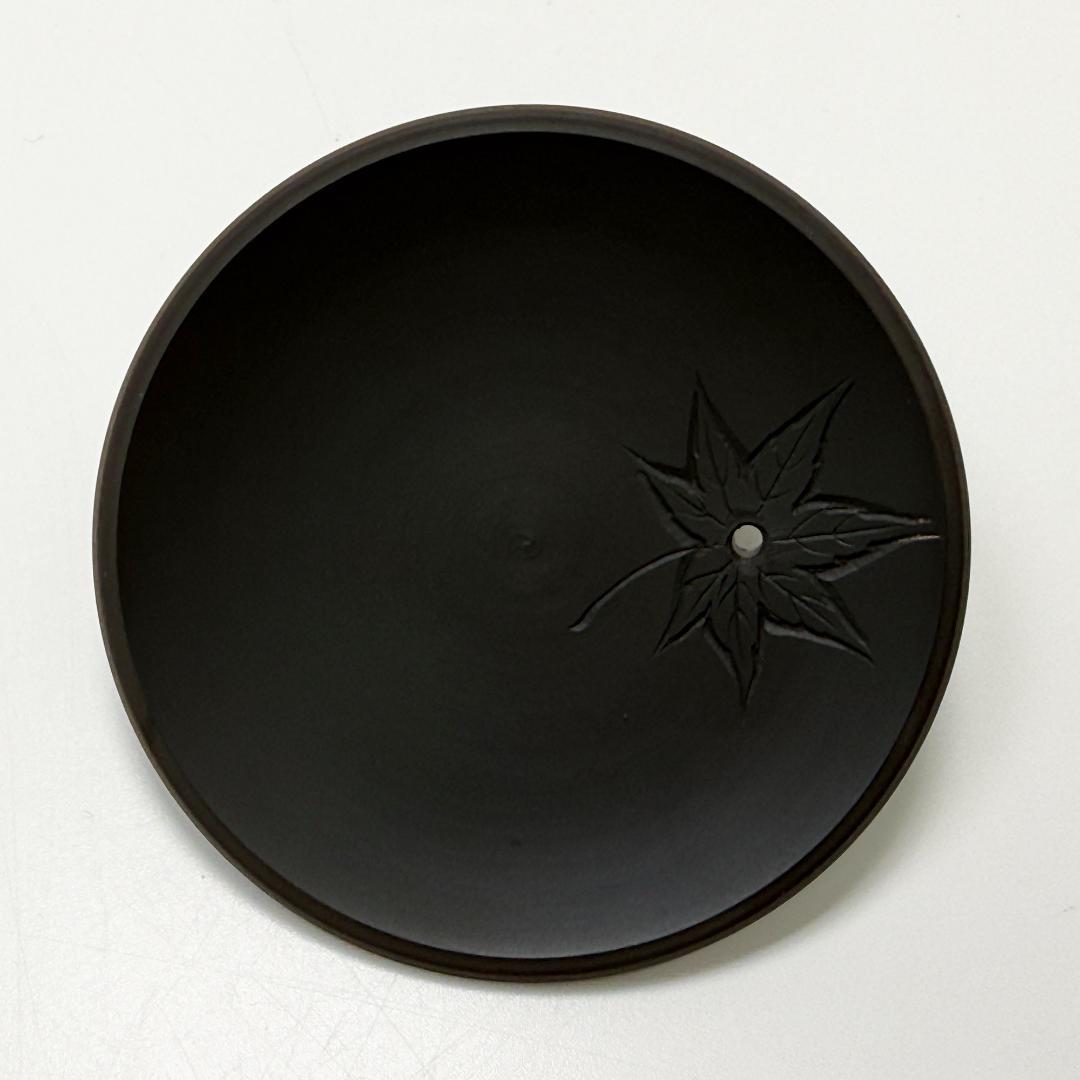 美品 常滑焼 山田宝生 急須 イチョウ紅葉菊彫 横手急須