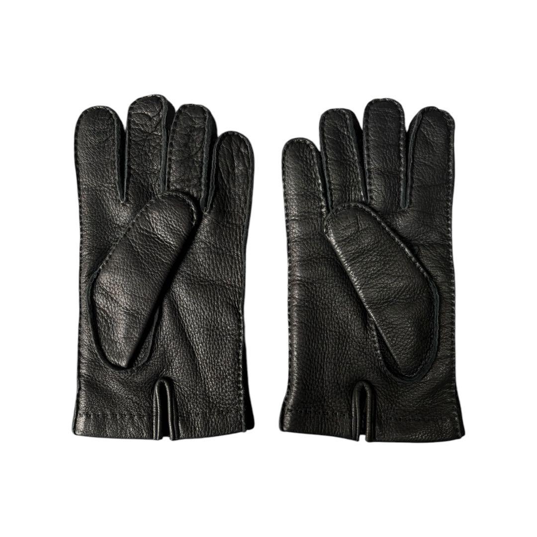 PRADA カシミヤ×レザー グローブ ブラック