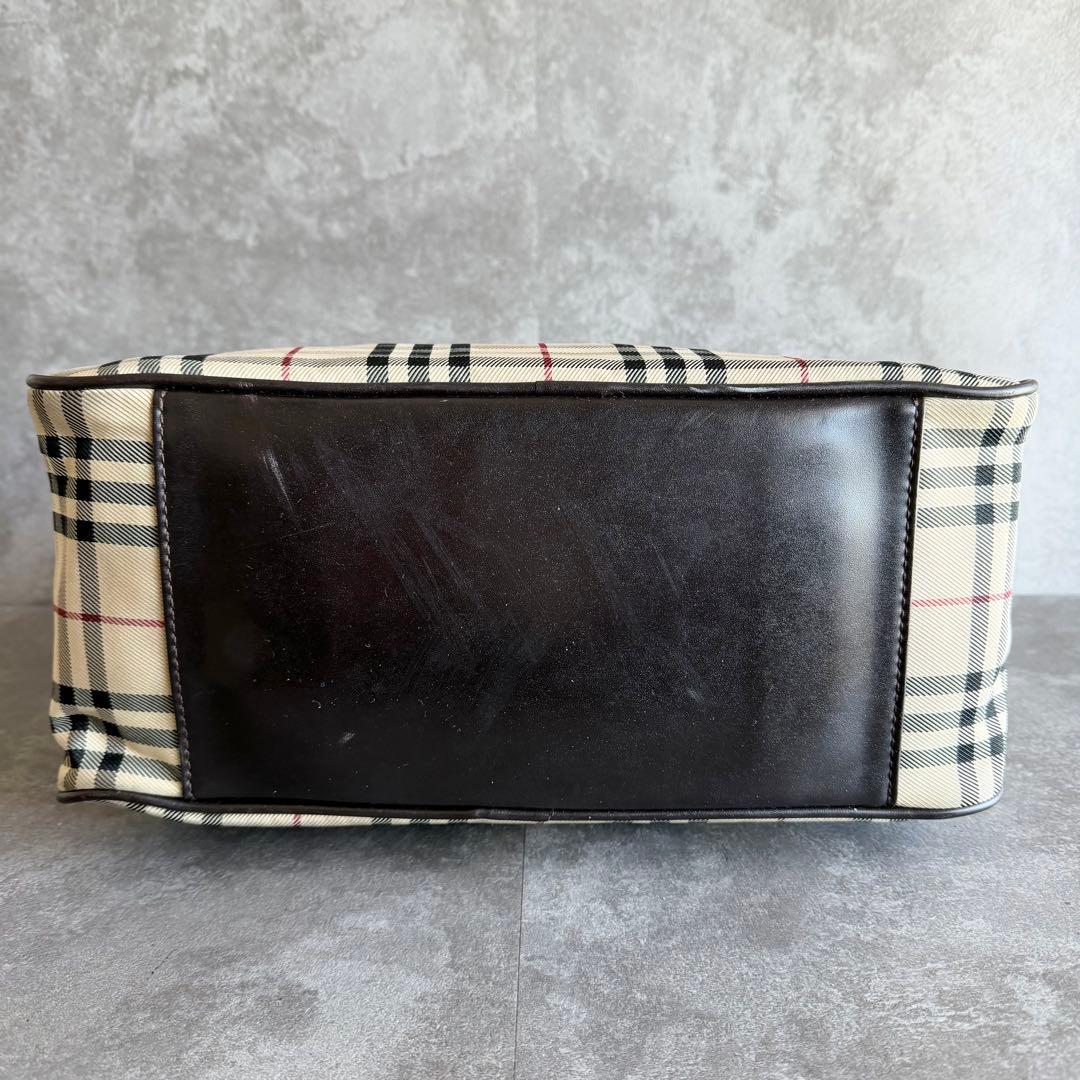 ⭐️バーバリー⭐️ノバチェック×レザー ハンドバッグ ミニボストン ブラウン