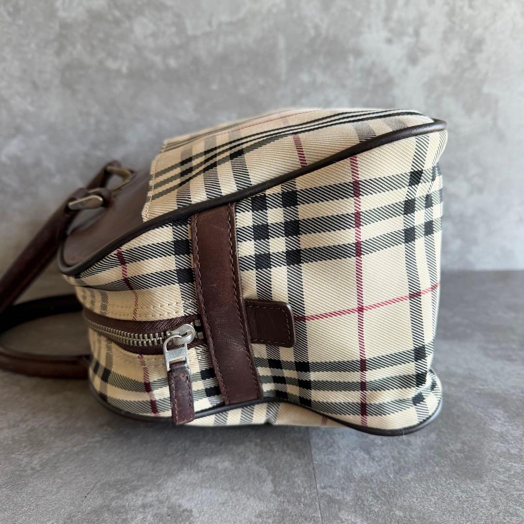 ⭐️バーバリー⭐️ノバチェック×レザー ハンドバッグ ミニボストン ブラウン
