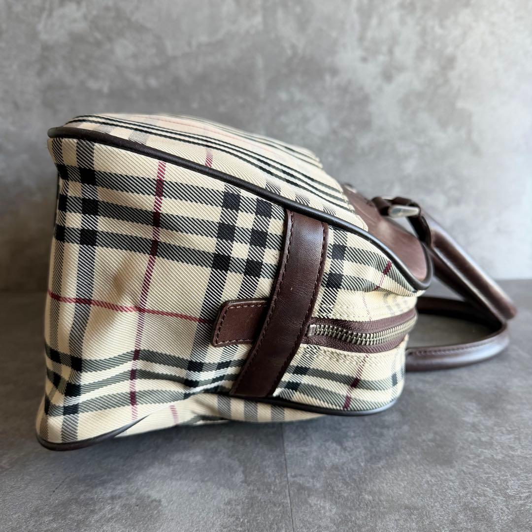 ⭐️バーバリー⭐️ノバチェック×レザー ハンドバッグ ミニボストン ブラウン