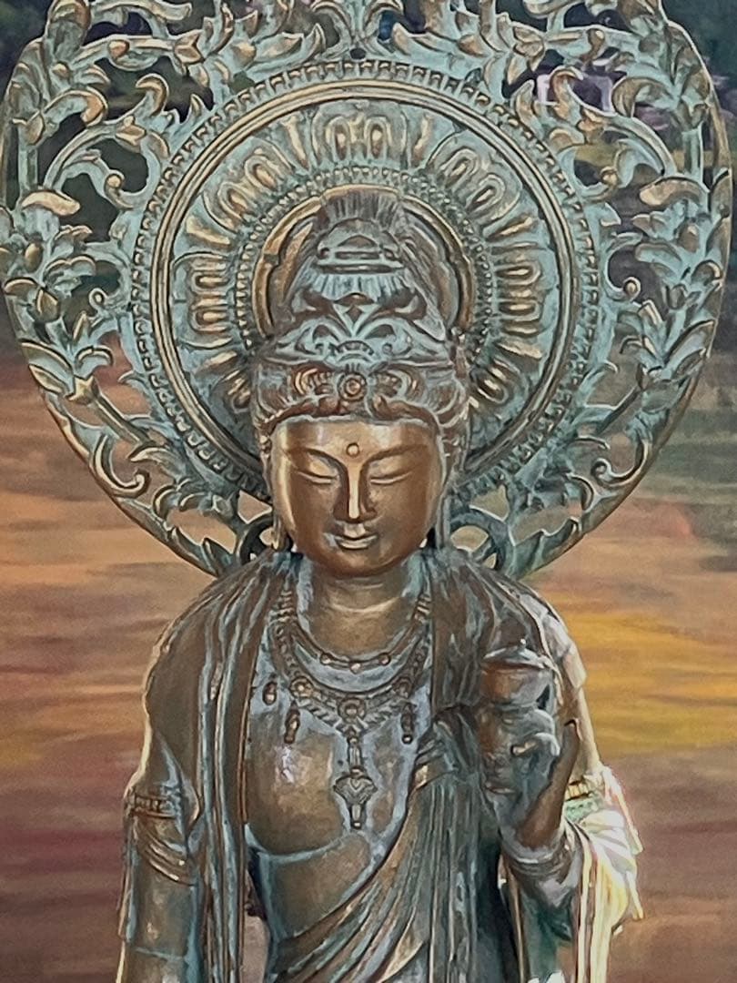 大仏師 松久宗琳(マツヒサ ソウリン)作 瑠璃観音　ブロンズ製 共箱