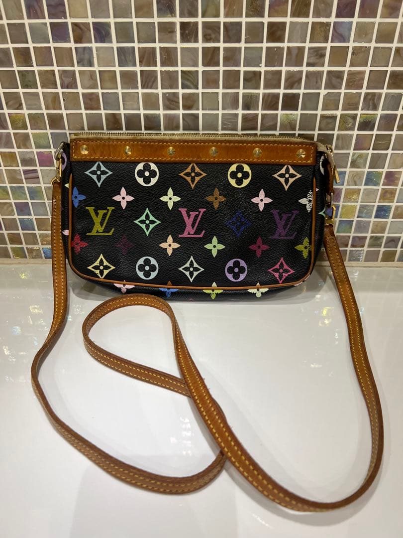 Louis Vuitton ルイヴィトン　黒マルチカラー ショルダーバッグ村上隆