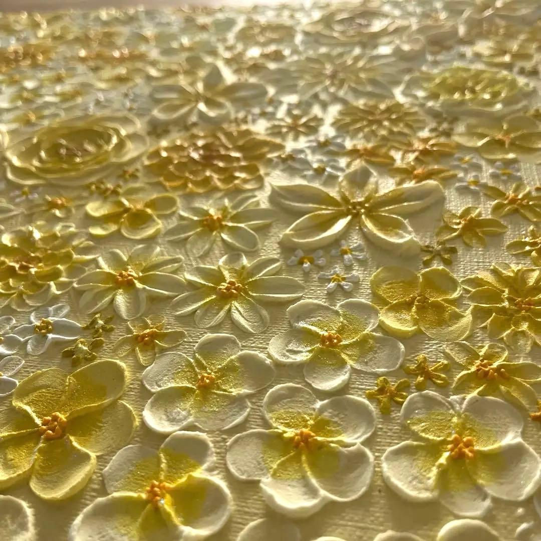 フラワーアート 黄色 黄色の絵 黄色絵画 花柄　花の絵 イエロー yellow