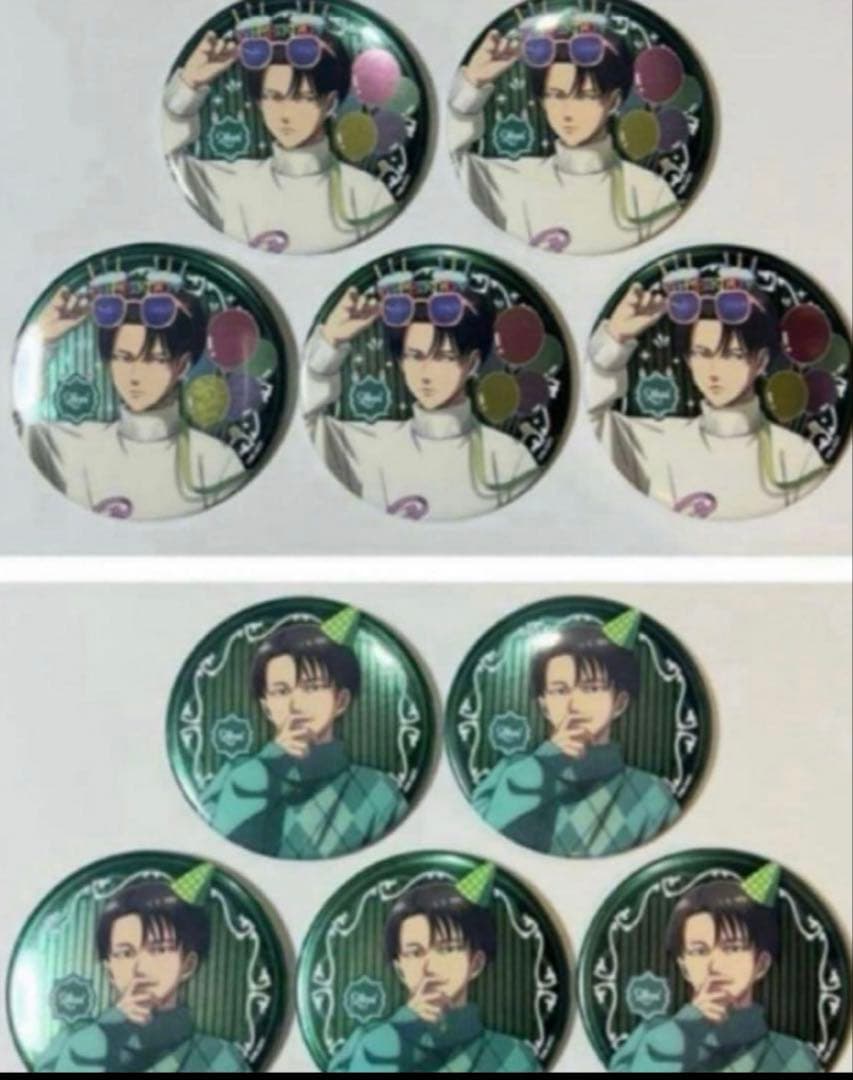 進撃の巨人 リヴァイ プリンスホテル 2種 10個 描き下ろし メタル缶バッジ