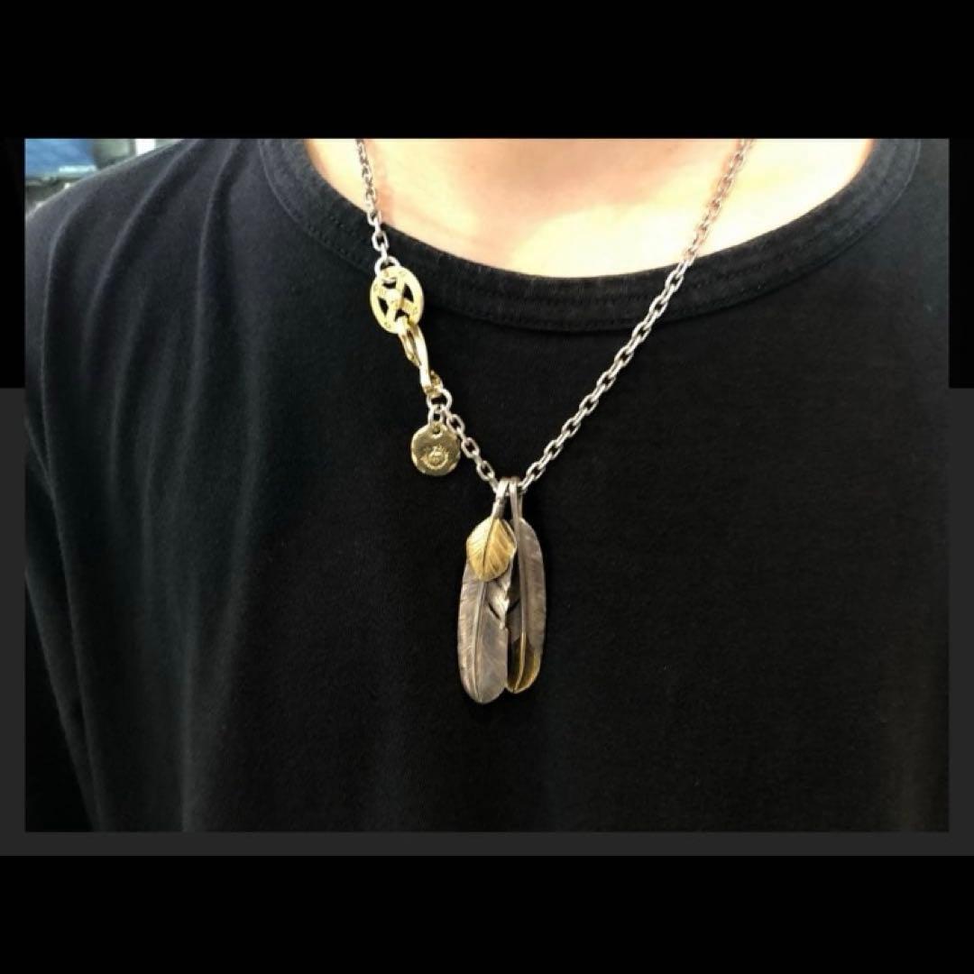 シルバー フェザー ネックレス トップ ハート ハンドメイド ノーブランド