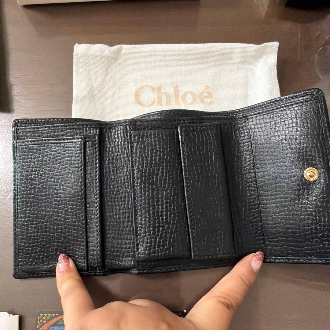 Chloé ブラックレザー 三つ折り財布