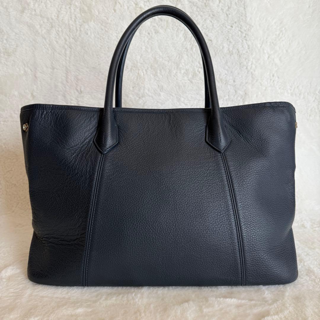 【美品】　バーニーズニューヨーク　オールレザー　トートバッグ　ネイビー　A4