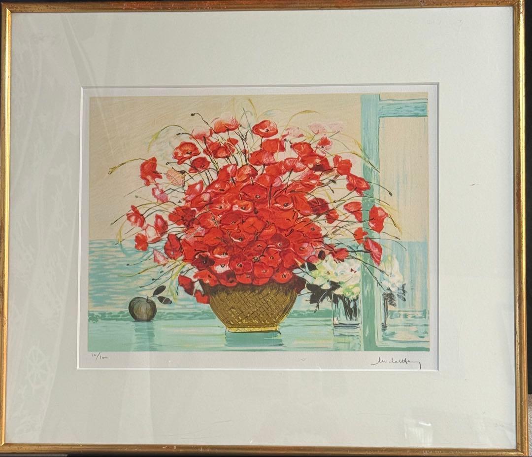 フランスの画家ミッシェル・アンリ【赤いブーケ】限定10/100 送料込み1020