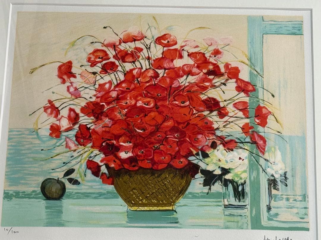 フランスの画家ミッシェル・アンリ【赤いブーケ】限定10/100 送料込み1020