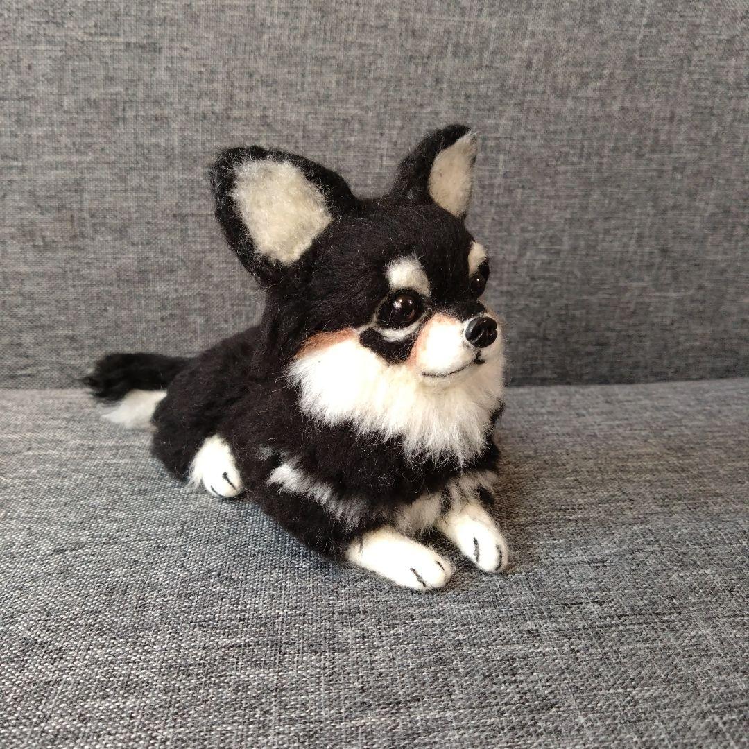 羊毛フェルト チワワ　犬　ハンドメイド　ぬいぐるみ　置物
