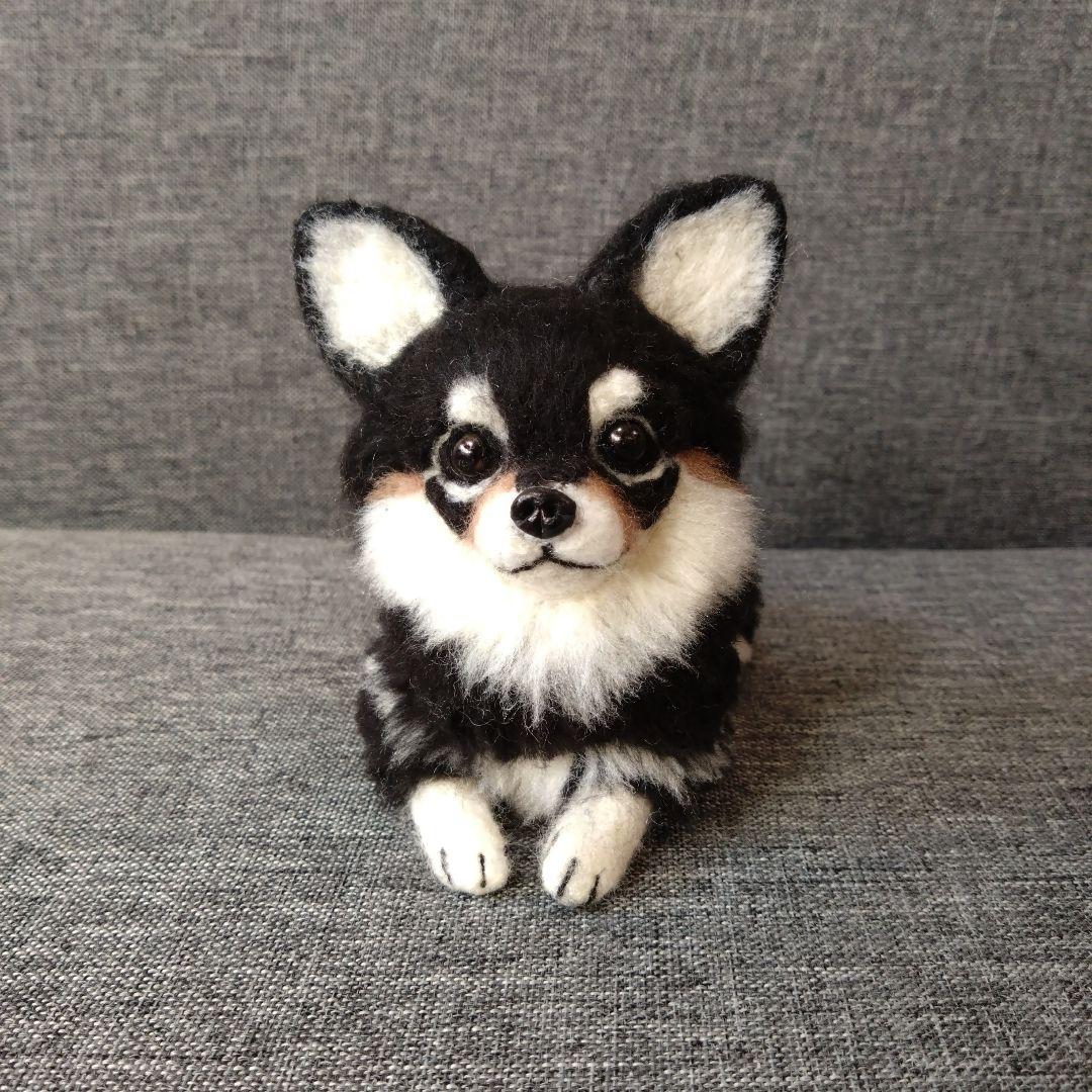 羊毛フェルト チワワ　犬　ハンドメイド　ぬいぐるみ　置物