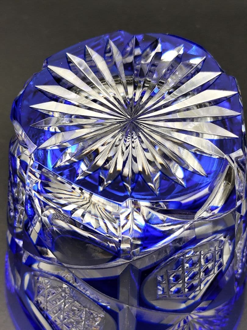 未使用☆江戸切子 瀧澤利夫 ペアロックグラス（切子、江戸切子、薩摩切子）