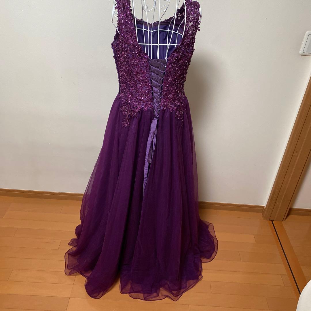 週末お値下げ！パープル ビーズ刺繍 ロングドレス