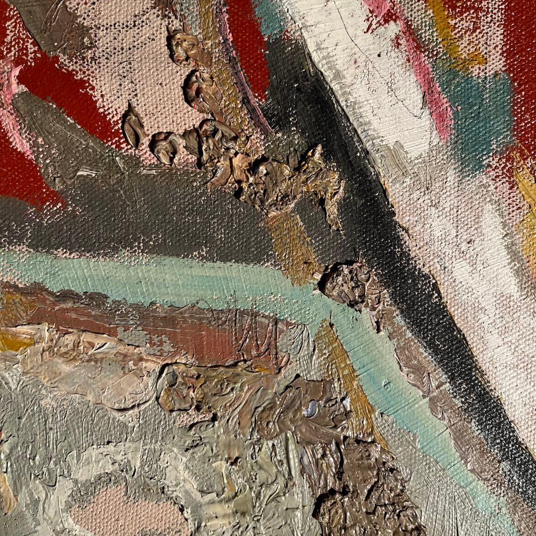 ★真作★ 文勝(ウンシュン) 無題 油絵 額付き 貴重作品