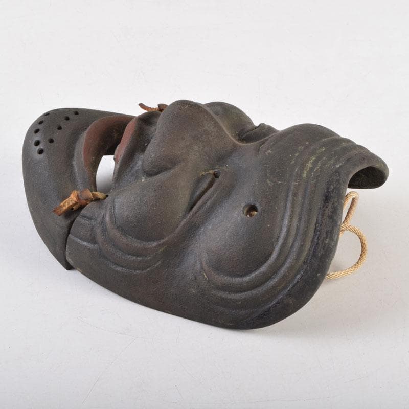 能面　能楽　雅楽　宗三郎作　銅製　翁　お面　共箱　N　9017