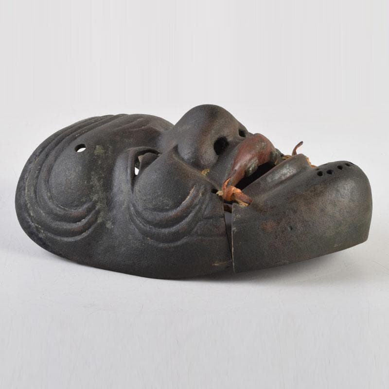 能面　能楽　雅楽　宗三郎作　銅製　翁　お面　共箱　N　9017