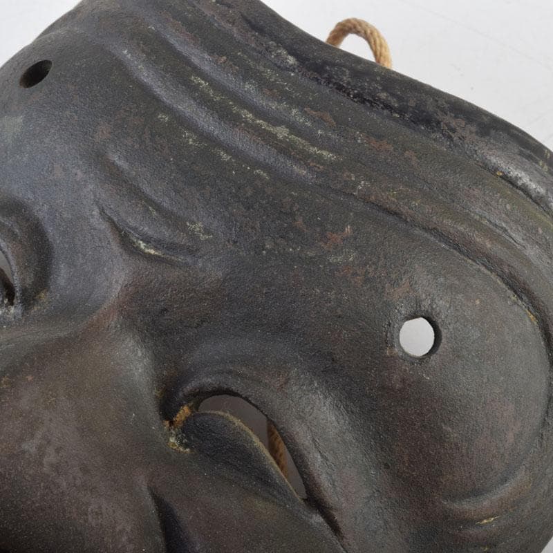 能面　能楽　雅楽　宗三郎作　銅製　翁　お面　共箱　N　9017