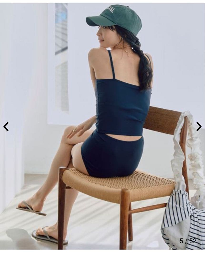 coen ポーチ付きボーダートップススイムウエア4点セット　WEB限定セット