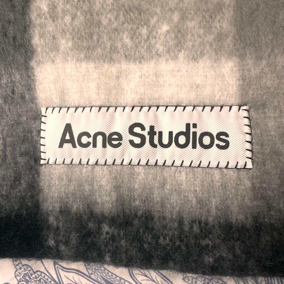 黒ACNE STUDIOS 新品未使用 モヘアチェック柄スカーフ　マフラー