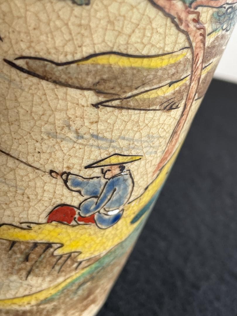 青木木米 京焼 徳利 酒器 花入 山水図 時代物 古陶磁 旧家蔵出 江戸期