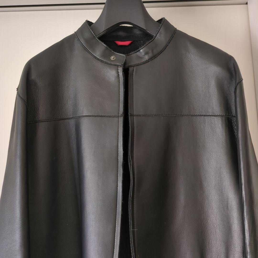 【稀少サイズ3L】23区 ブラック レザー シングルライダースジャケット