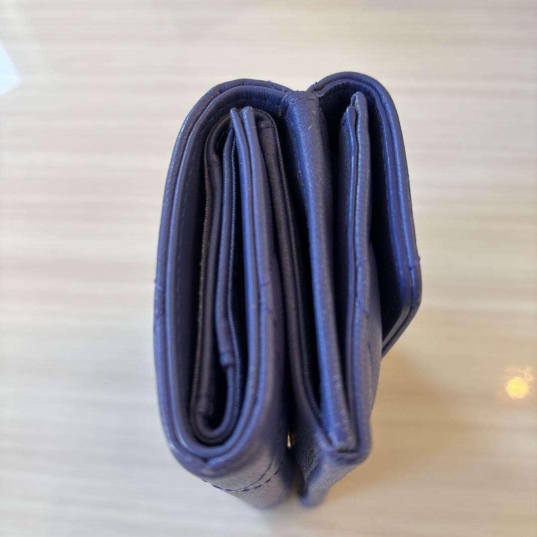 【お値下げ中】CHANEL 紫 キルティング 三つ折り財布