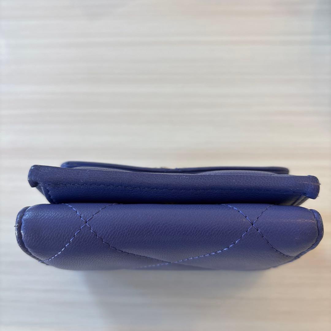 【お値下げ中】CHANEL 紫 キルティング 三つ折り財布