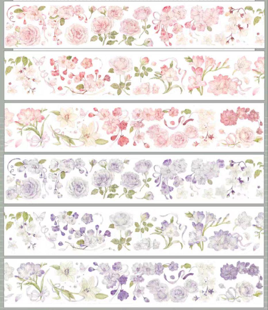 切売 523★ 海外 マスキングテープ マステ PET 装飾 花 贝壳光