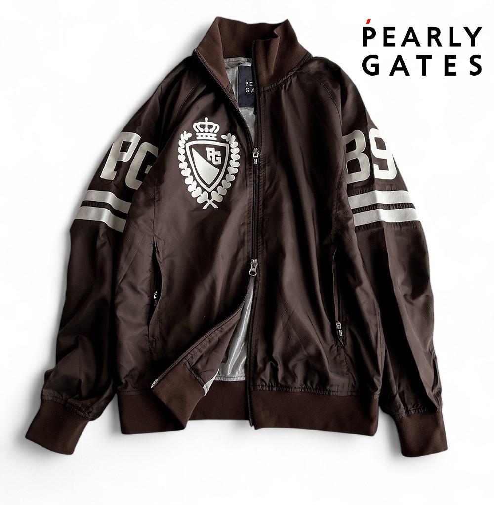 美品パーリーゲイツ 蓄熱フィルム裏地 ダブルジップスニードジャケット濃茶